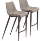 Set of Two 30" Gray And Brown Steel Low Back Bar Height Bar Chairs