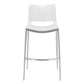 Set of Two 29" White And Silver Steel Low Back Bar Height Bar Chairs