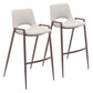 Set of Two 29 " Beige And Brown Steel Low Back Bar Height Bar Chairs