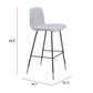 30" Light Gray And Black Steel Low Back Bar Height Bar Chair