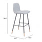 30" Light Gray And Black Steel Low Back Bar Height Bar Chair