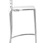 Set of Two 29" White And Silver Steel Low Back Bar Height Bar Chairs