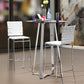 Set of Two 29" White And Silver Steel Low Back Bar Height Bar Chairs