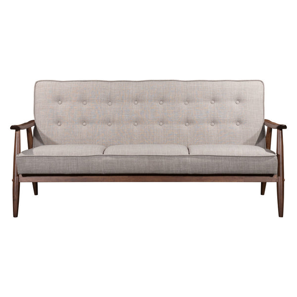 69 Beige Polyester Sofa With Brown Legs