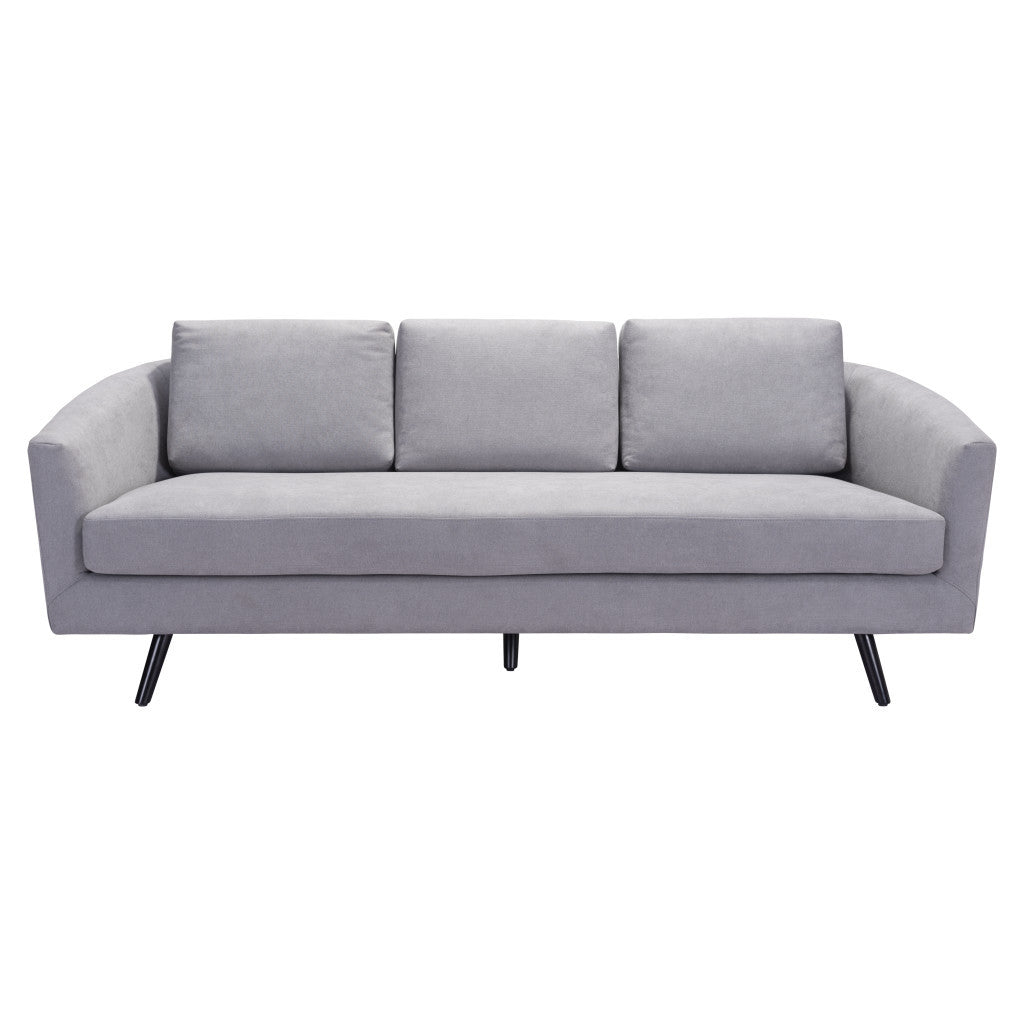 79" Gray Polyester Sofa With Black Legs