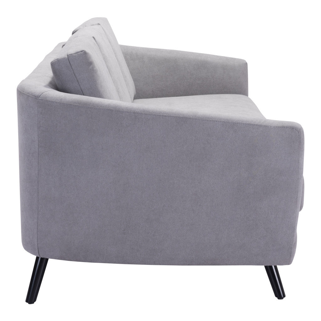 79" Gray Polyester Sofa With Black Legs