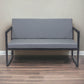 45" Gray Faux Leather Sofa With Black Legs