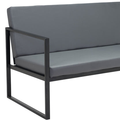 45" Gray Faux Leather Sofa With Black Legs