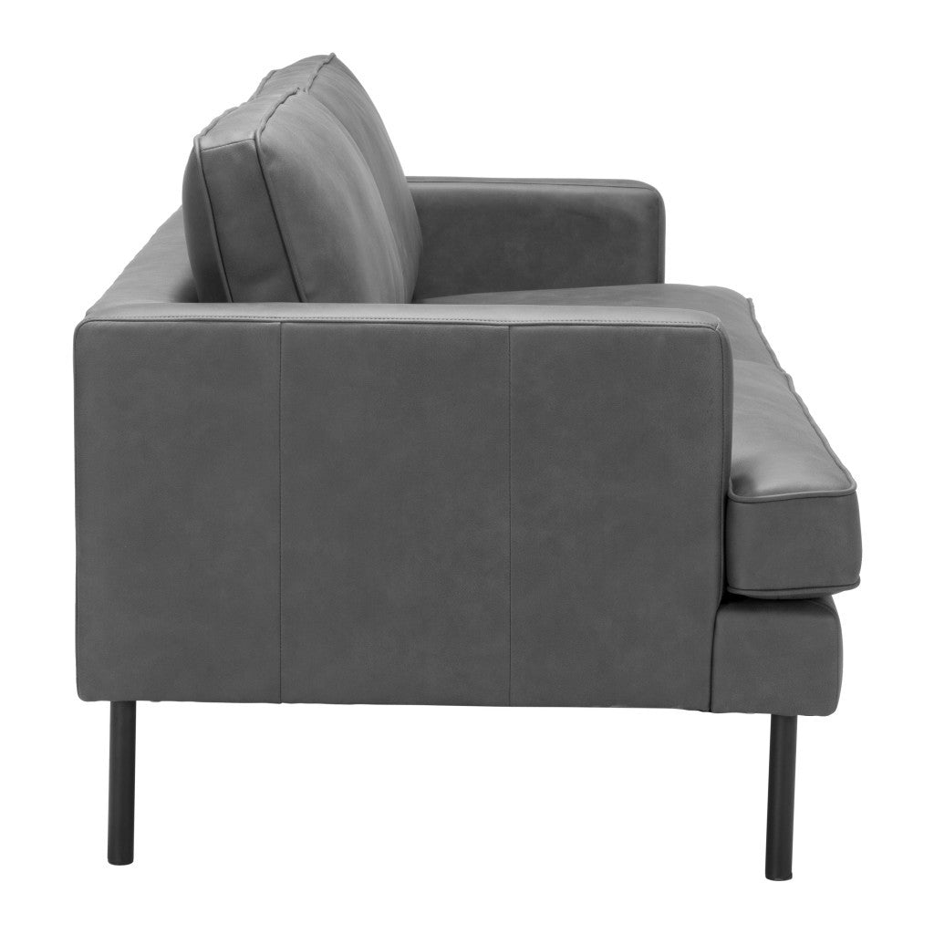 72" Gray Polyester Sofa With Black Legs