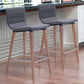 Set of Two 26" Gray And Brown Solid Wood Low Back Counter Height Bar Chairs