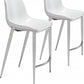 Set of Two 26" White And Silver Steel Low Back Counter Height Bar Chairs