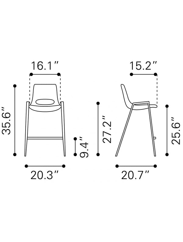 Set of Two 26 White And Brown Steel Low Back Counter Height Bar Chairs