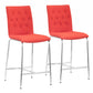 Set of Two 24" Tangerine And Silver Steel Low Back Counter Height Bar Chairs