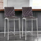 Set of Two 26" Espresso And Silver Steel Low Back Counter Height Bar Chairs