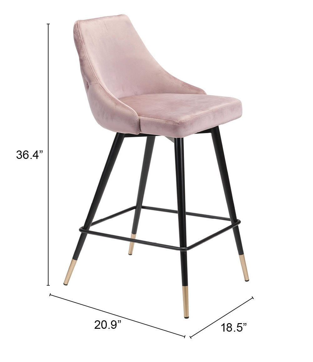 26" Pink And Black Steel Low Back Counter Height Bar Chair