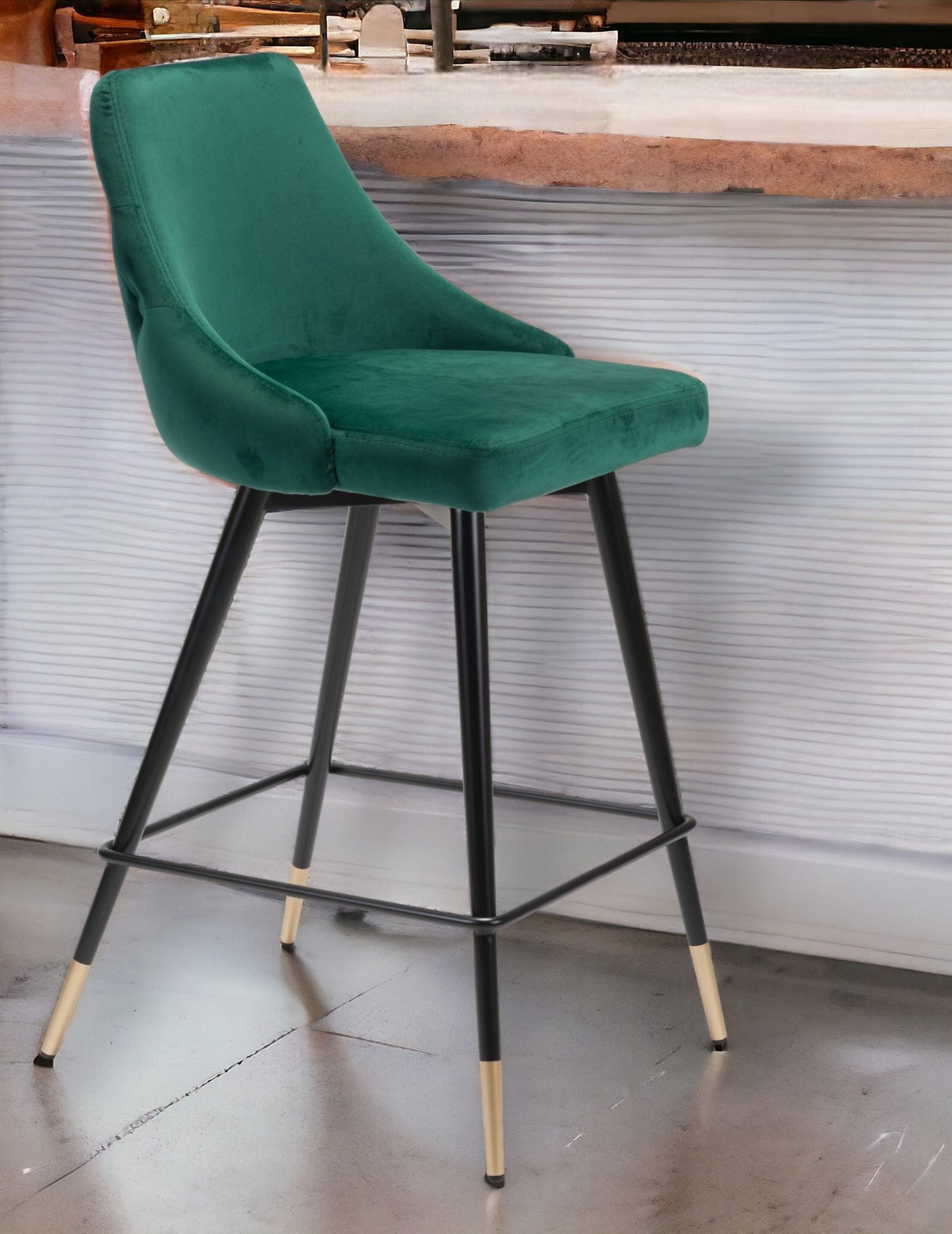 26" Green And Black Steel Low Back Counter Height Bar Chair