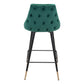 26" Green And Black Steel Low Back Counter Height Bar Chair