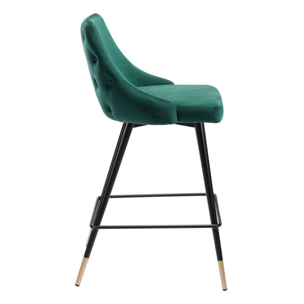 26 Green And Black Steel Low Back Counter Height Bar Chair