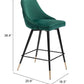 26" Green And Black Steel Low Back Counter Height Bar Chair