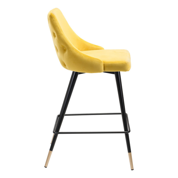 26 Yellow And Black Steel Low Back Counter Height Bar Chair