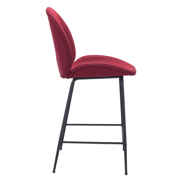 26 Red And Black Steel Low Back Counter Height Bar Chair