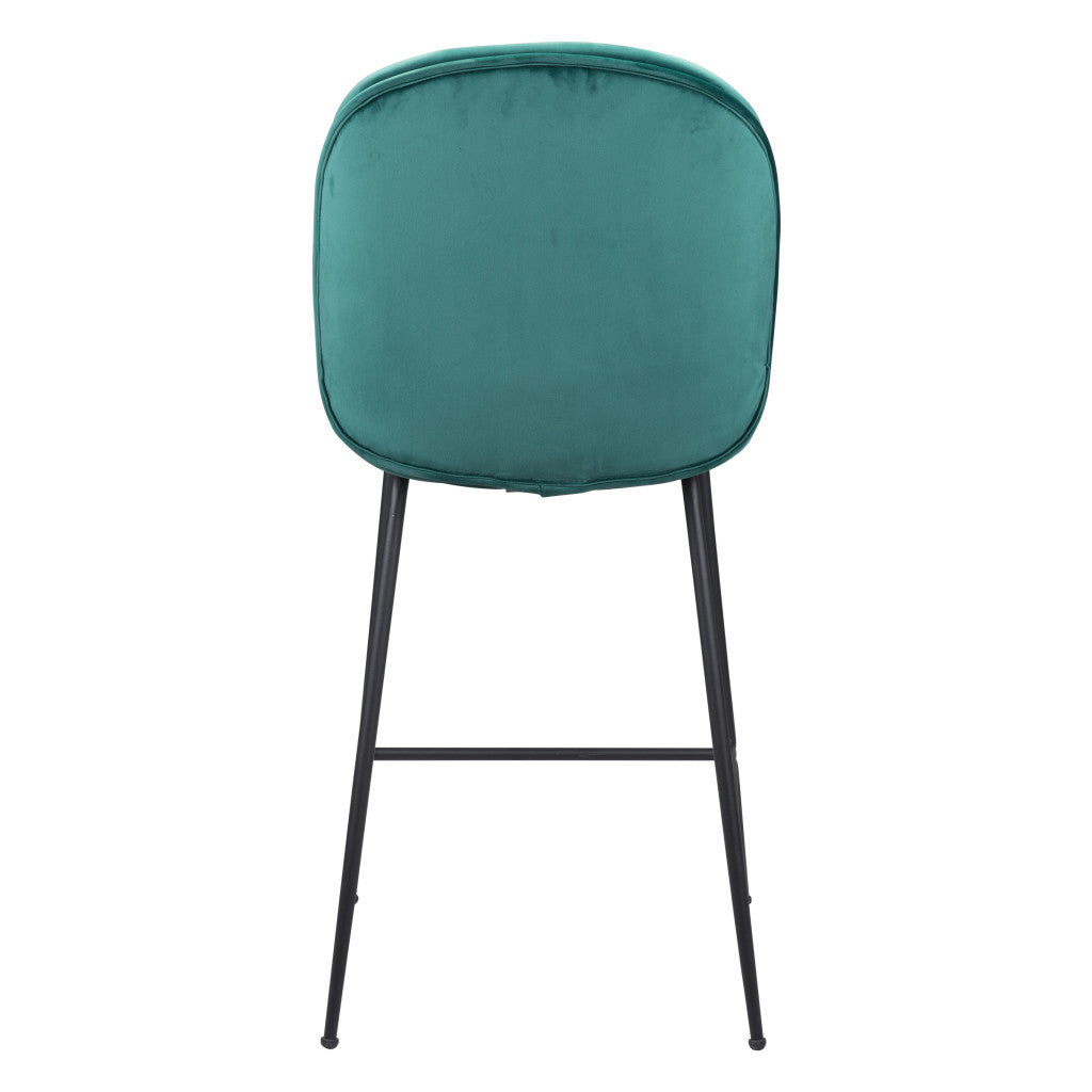 26" Green And Black Steel Low Back Counter Height Bar Chair