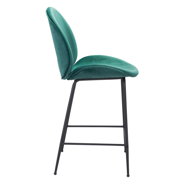 26 Green And Black Steel Low Back Counter Height Bar Chair