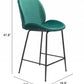 26" Green And Black Steel Low Back Counter Height Bar Chair