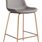 26" Gray And Copper Steel Low Back Counter Height Bar Chair