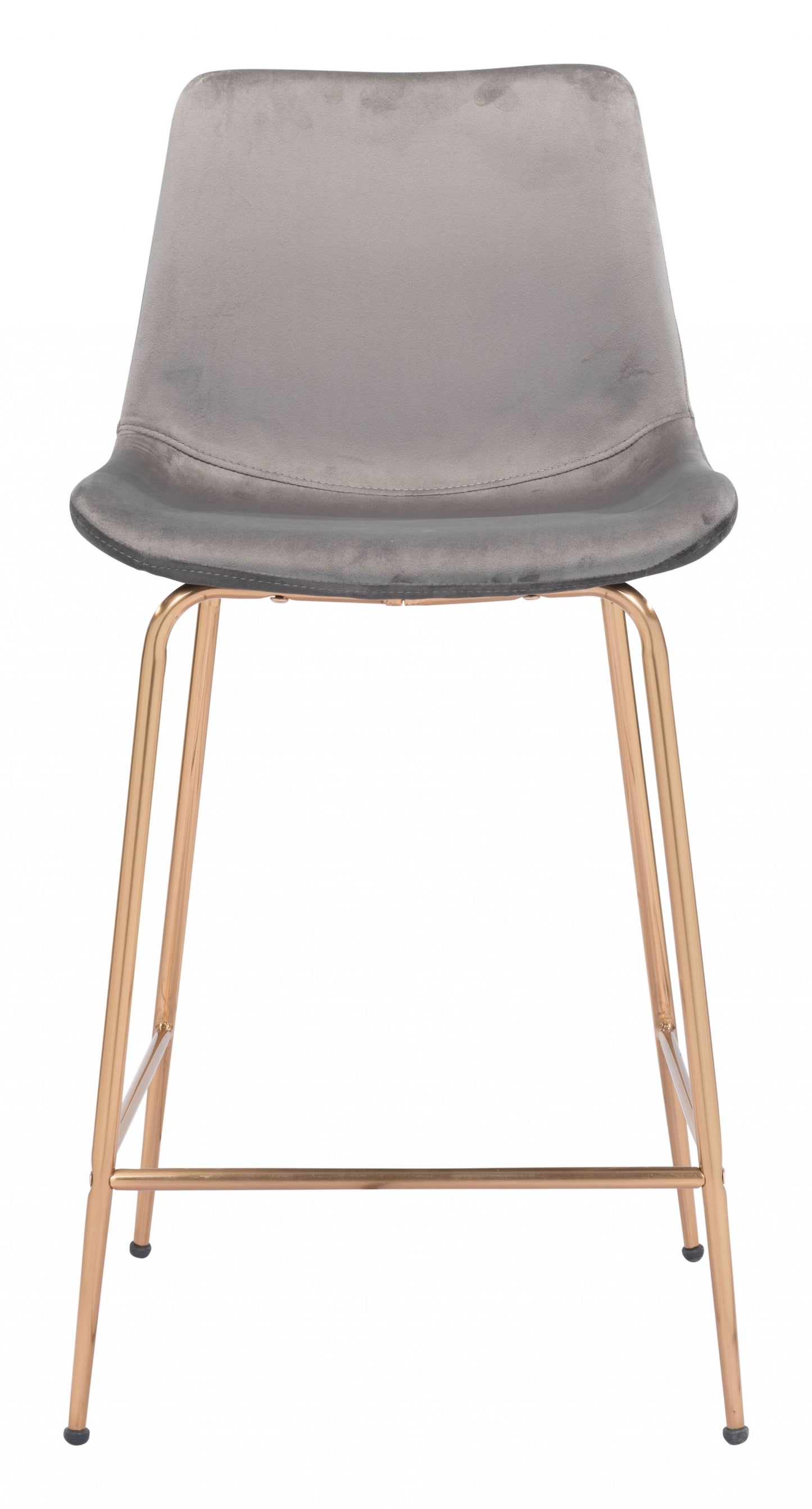 26" Gray And Copper Steel Low Back Counter Height Bar Chair