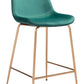 26" Green And Copper Steel Low Back Counter Height Bar Chair