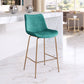 26" Green And Copper Steel Low Back Counter Height Bar Chair