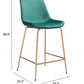 26" Green And Copper Steel Low Back Counter Height Bar Chair