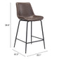 26" Brown And Black Steel Low Back Counter Height Bar Chair