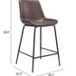 26" Brown And Black Steel Low Back Counter Height Bar Chair