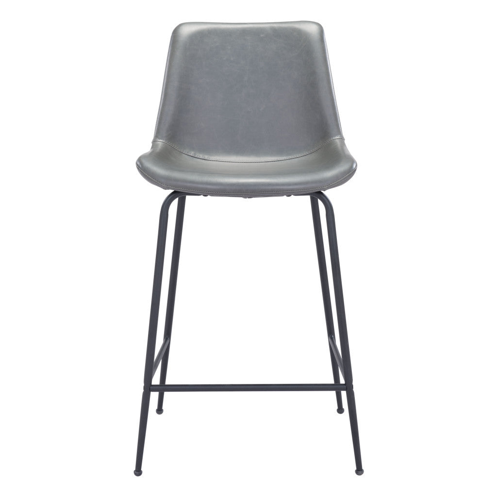 26" Gray And Black Steel Low Back Counter Height Bar Chair