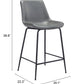 26" Gray And Black Steel Low Back Counter Height Bar Chair