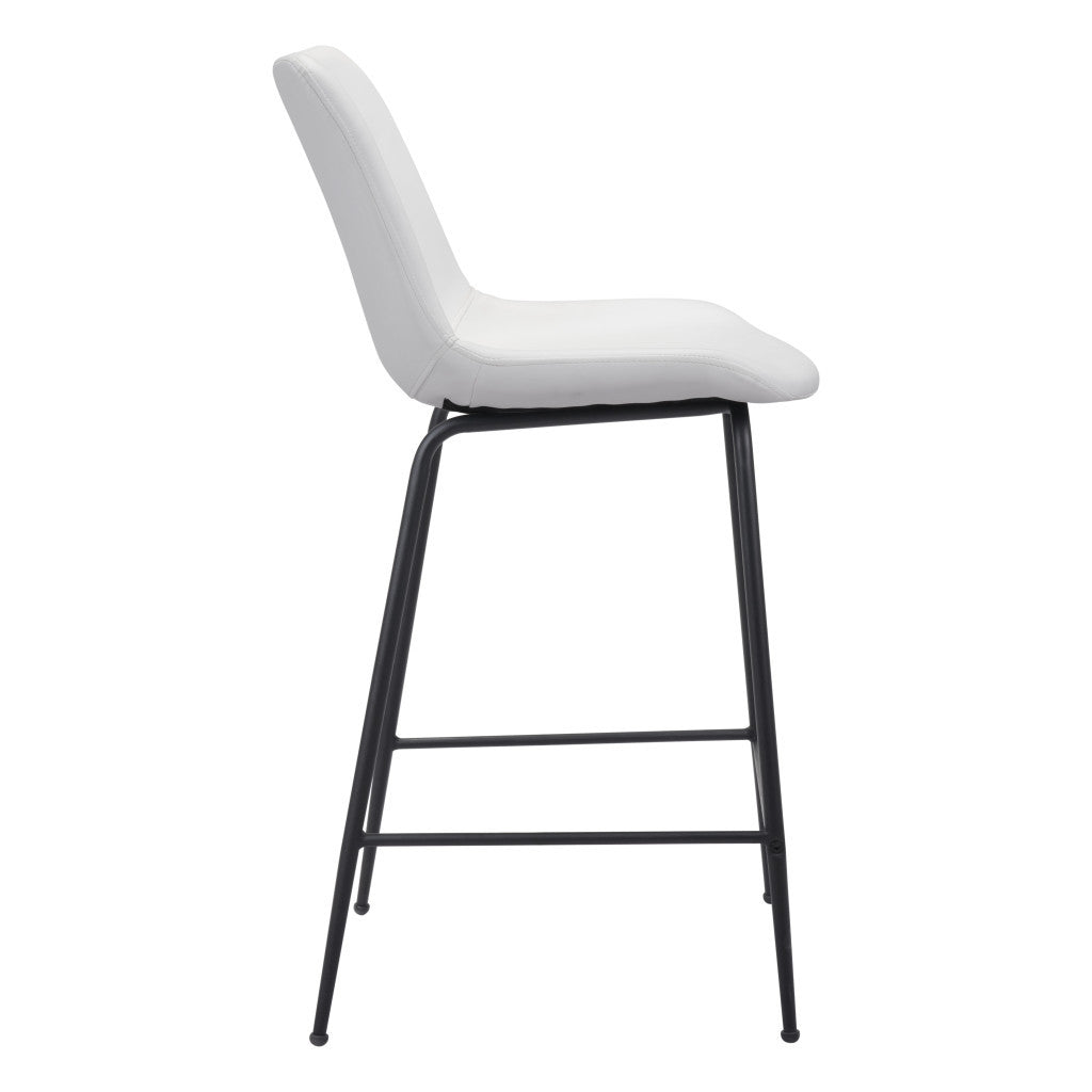 26" White And Black Steel Low Back Counter Height Bar Chair