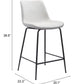 26" White And Black Steel Low Back Counter Height Bar Chair