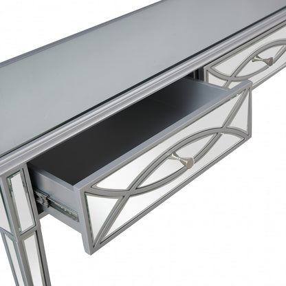 Silver Glass Mirror Console Table