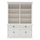 87" White Solid Wood Side Board with Hutch