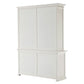 87" White Solid Wood Side Board with Hutch