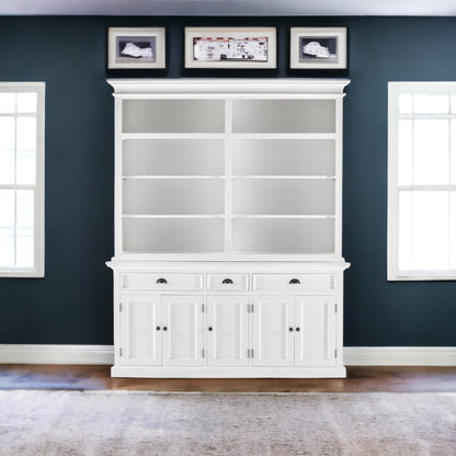 87" White Solid Wood Four Tier Bookcase