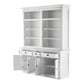 87" White Solid Wood Four Tier Bookcase