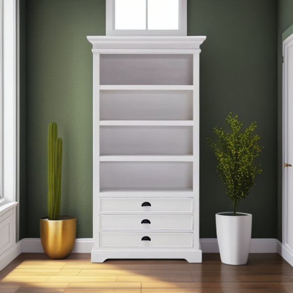 75 White Solid Wood Four Tier Bookcase