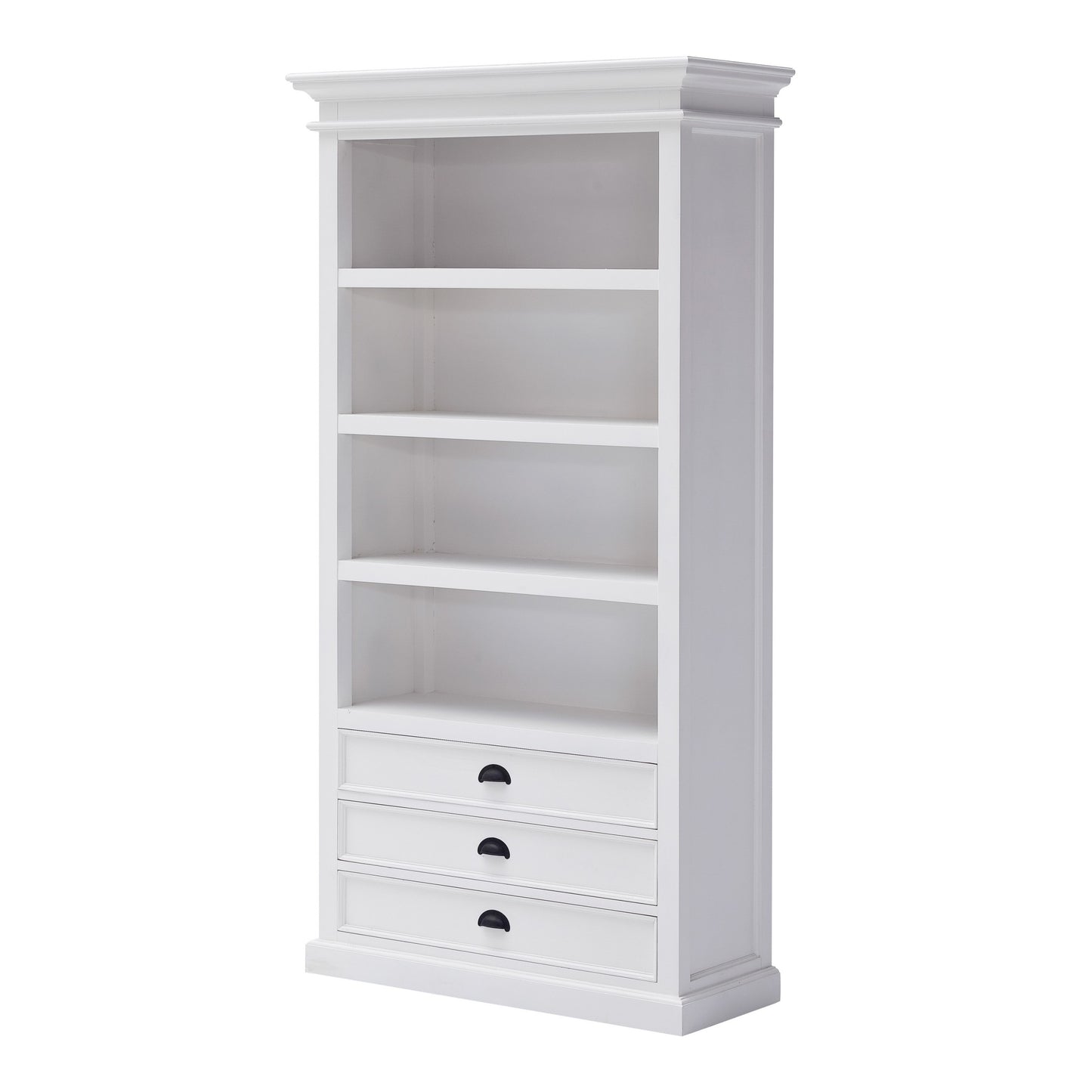 75" White Solid Wood Four Tier Bookcase