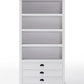 75" White Solid Wood Four Tier Bookcase