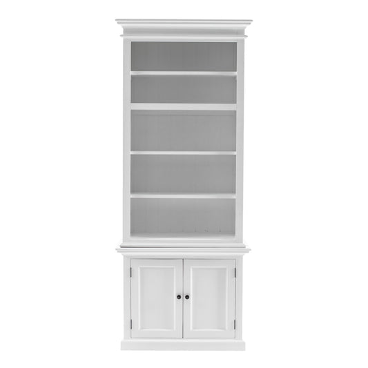 87" White Solid Wood Adjustable Four Tier Bookcase