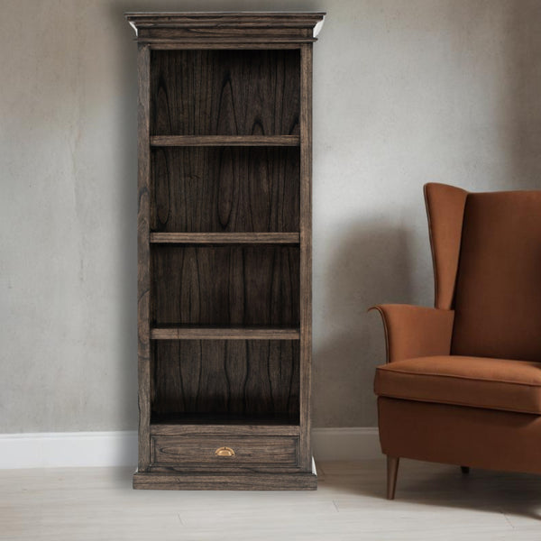 75 Brown and Black  Wood Four Tier Bookcase