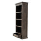 75" Brown and Black  Wood Four Tier Bookcase